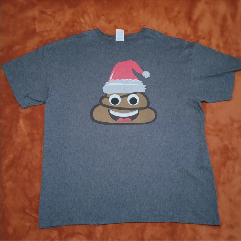 Christmas Poop Emoji Graphic Shirt Size XL Extra Large Delta Pro Weight
